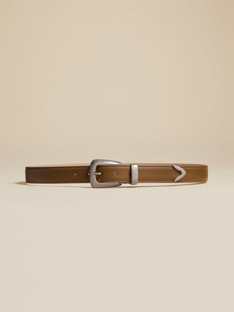 KHAITE The Benny Belt in Toffee Leather with Silver
