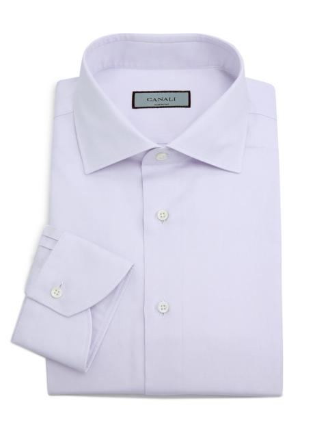 Canali Men's Solid Mini Pique Dress Shirt - Pink