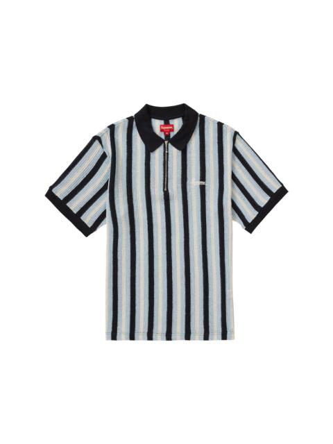 Supreme Open Knit Stripe Zip Polo Navy