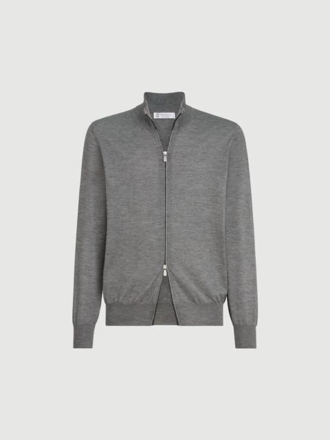 Brunello Cucinelli Cashmere and silk lightweight cardigan with zipper