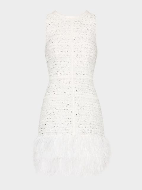 MILLY Raven Metallic Tweed Feathered Mini Dress