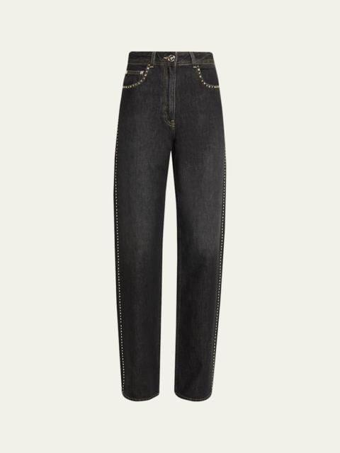 VERSACE JEANS COUTURE Embellished Straight-Leg Jeans
