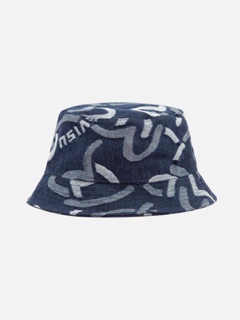 EVISU ALLOVER SEAGULL JACQUARD DENIM BUCKET HAT