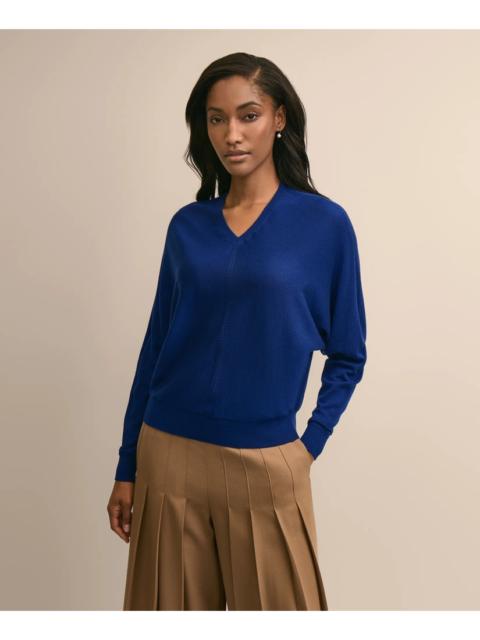 Brooks Brothers Silk-Cotton Dolman-Sleeve V-Neck Sweater