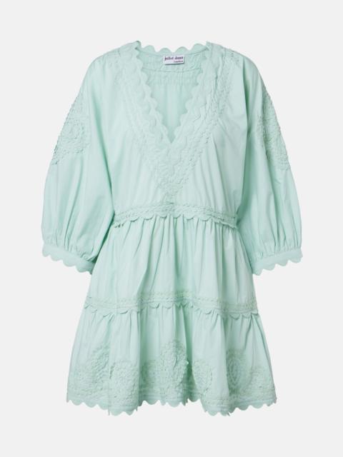 juliet dunn Embroidered scalloped cotton poplin minidress