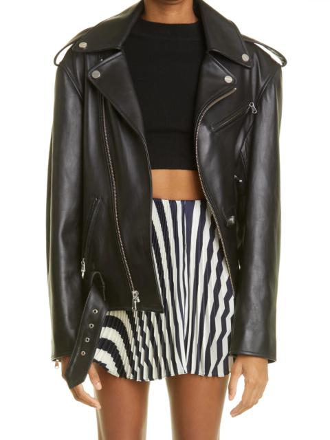 Monse Cutout Belted Leather Biker Jacket | REVERSIBLE