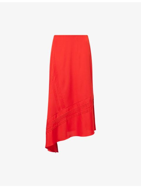 Vince Pintuck Slip Satin Midi Skirt