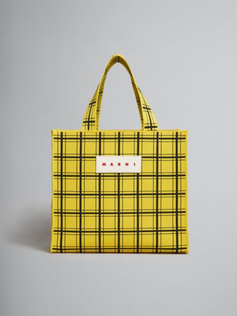 Marni YELLOW AND BLACK JACQUARD CHECK SHOPPER