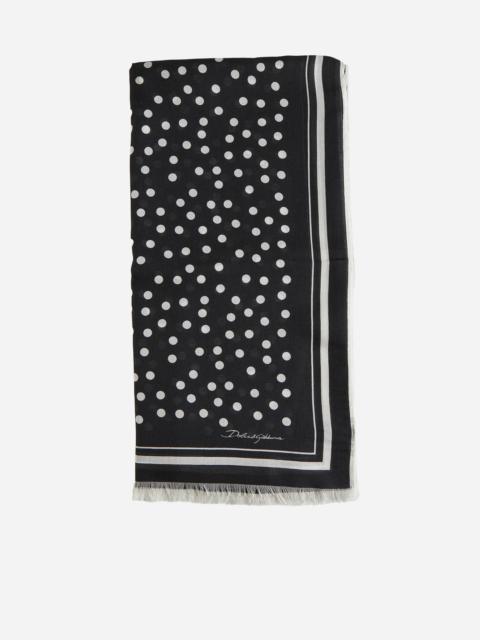 Polka-dot modal and cashmere scarf