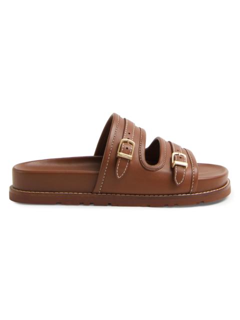 SIMKHAI Women's Aura Leather Slide Sandals - Sequoia