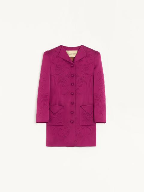 Valentino EMBROIDERED SATIN CADY CABAN COAT