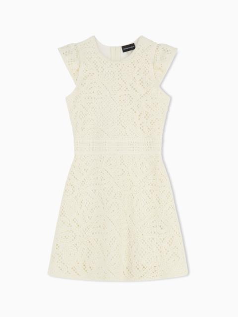 EMPORIO ARMANI DRESS IN MACRAMÉ-EFFECT CORNELY EMBROIDERED FABRIC