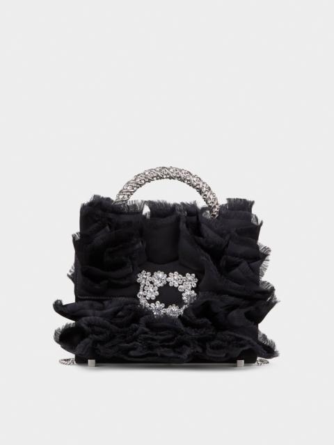 Roger Vivier Rouches Jewel Mini Flower Strass Buckle Clutch Bag in Fabric