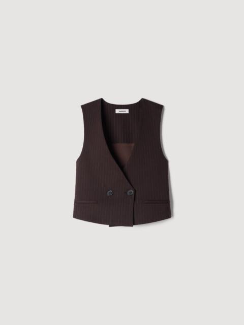 Sandro STRIPED CROPPED VEST