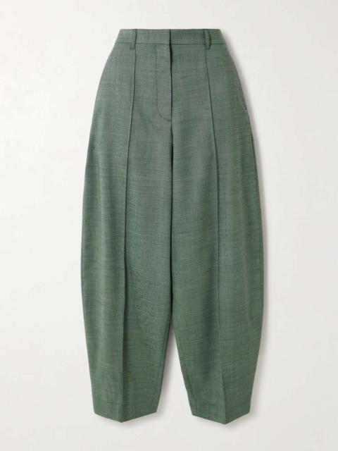 Pleated wool-blend tapered pants
