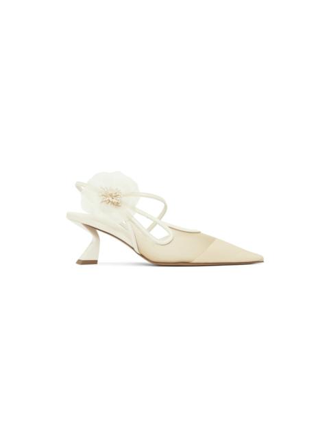 NENSI DOJAKA Off-White Slingback Tulle Heels