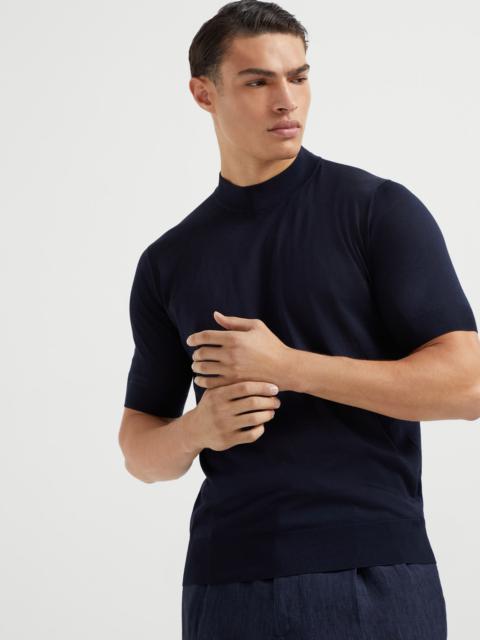 Brunello Cucinelli Extra-light silk and cotton knit T-shirt with mock neck