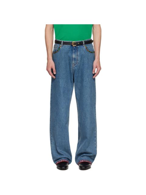 Valentino Blue Printed Border Jeans