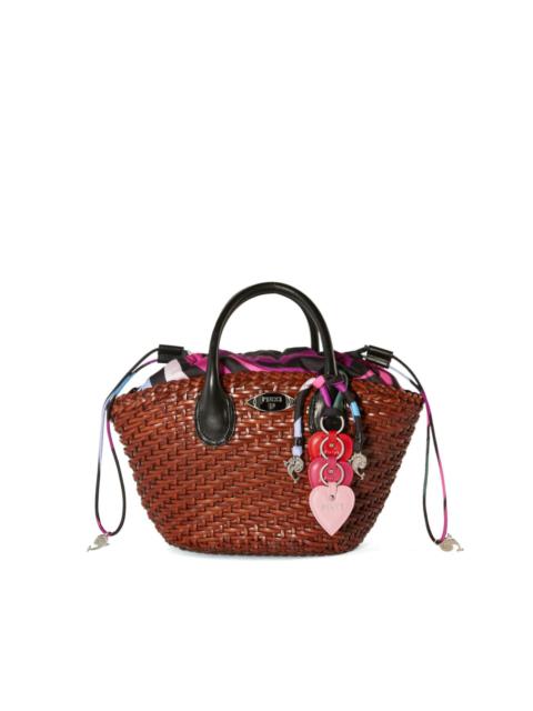 interwoven leather basket bag