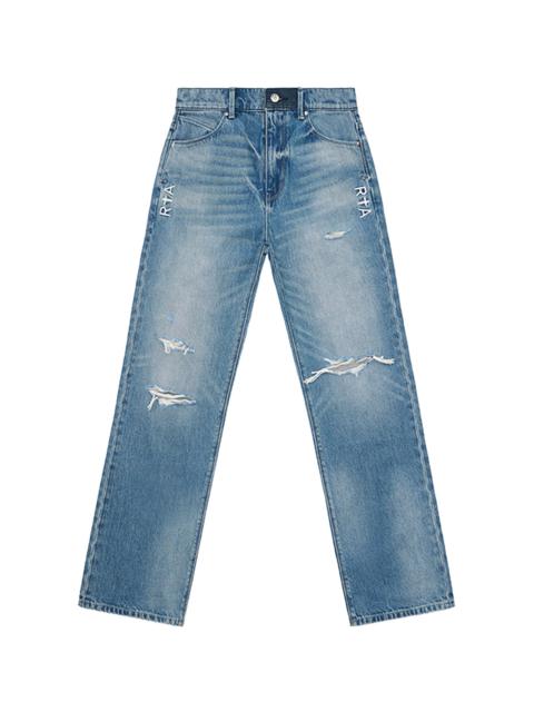 RTA Jonas Straight Leg Jeans "Ripped Medium Wash" MF24D673 B1327RMEDW