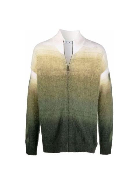 Off-White Men's Off-White FW21 Arrow Pattern Zipper Cardigan Wool Sweater Loose Fit Green OMHF032F21KNI0015555