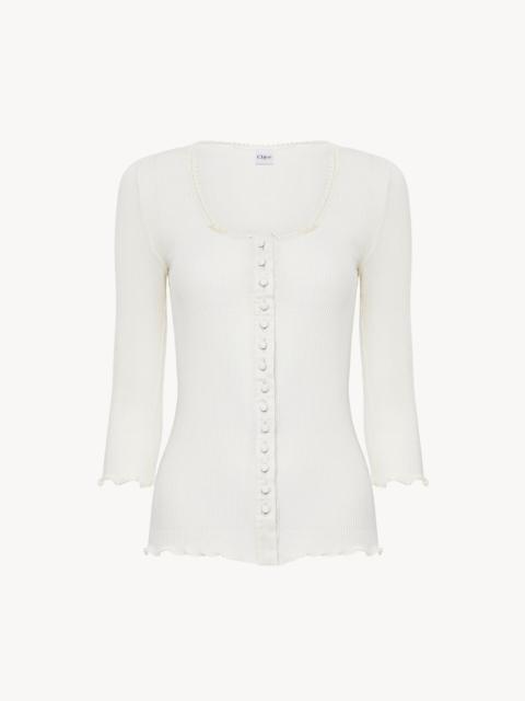 Chloé FITTED TOP IN COTTON & SILK JERSEY