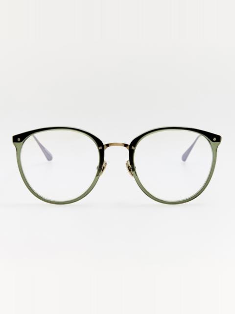 LINDA FARROW Calthorpe Optical in Antique Gold and Green