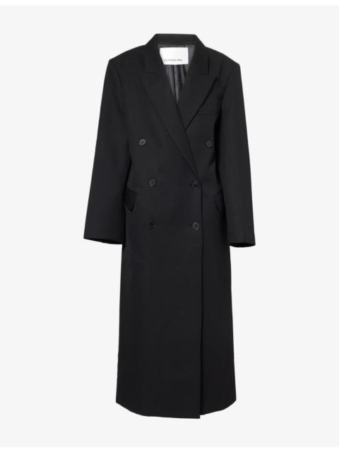 The Frankie Shop Jane Longline Double-Breasted Woven Coat