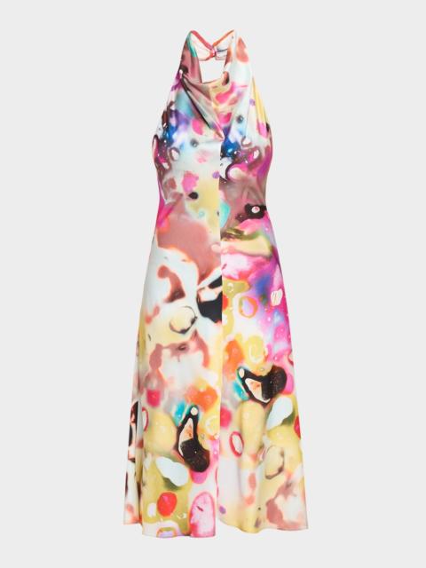 CHRISTOPHER JOHN ROGERS Moonshine Cowl Halter Midi Dress