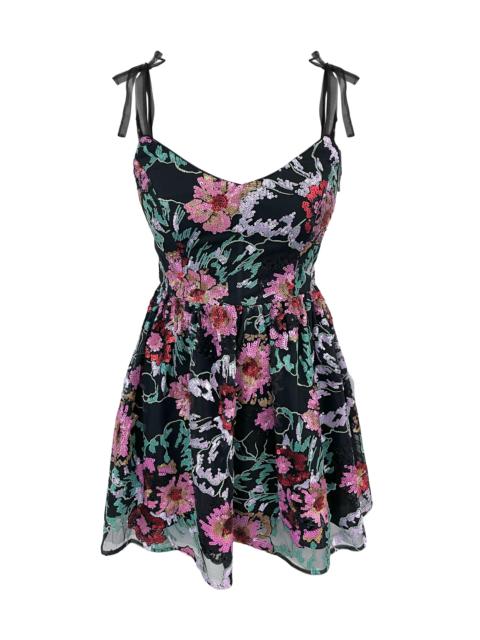 Dress The Population Women's Kaitrin Sequin Floral Sweetheart Minidress - Black Multi