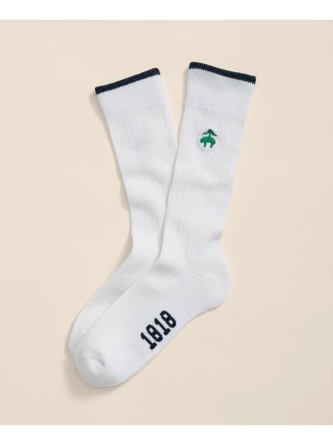 Brooks Brothers Cotton Blend Contrast Tipped Ribbed Socks with Golden Fleece® Embroidery