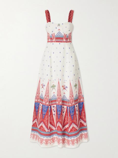 EMPORIO SIRENUSE Azzurra Printed Linen Maxi Dress