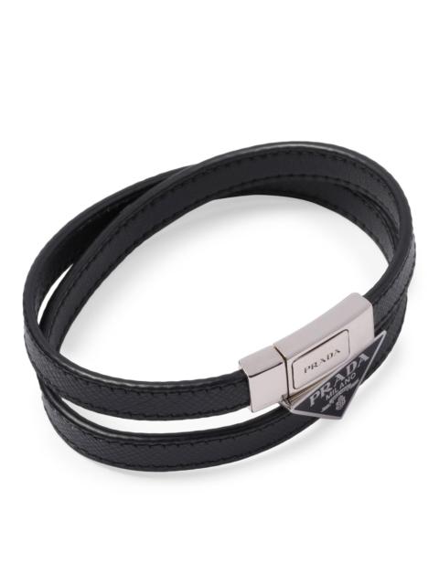 Prada Men's Saffiano Leather Bracelet - Black