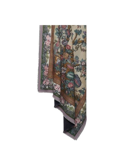 Pierre-Louis Mascia floral-pattern fringed-edges scarf