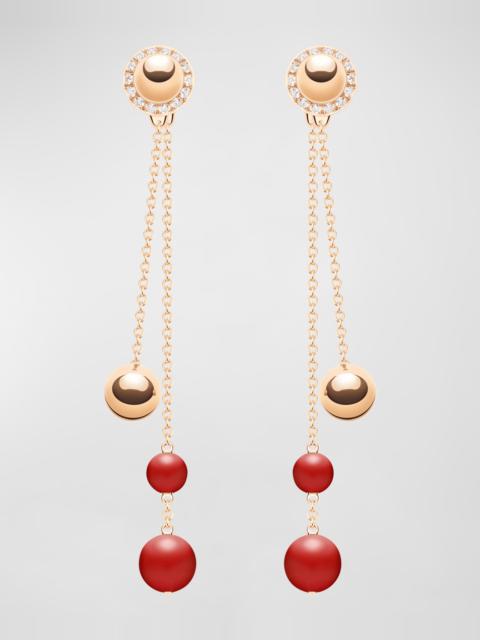 Piaget Possession 18K Rose Gold Diamond and Carnelian Drop Earrings