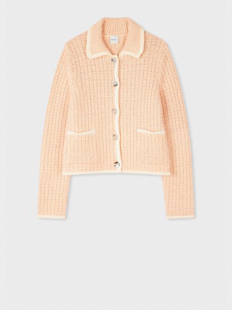 Paul Smith Women's Cotton Light Orange Textured Knitted Jacket