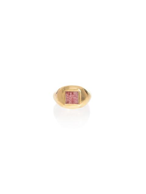 GABRIELA HEARST Medium Ring in 18k Gold & Pink Marble Stone