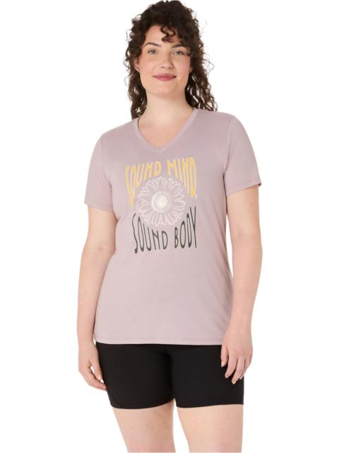 Asics WOMEN'S SUNFLOWER SLOGAN V-NECK