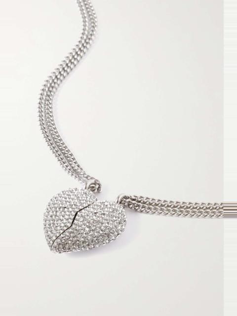 BALENCIAGA Lovelock set of two silver-tone crystal necklaces