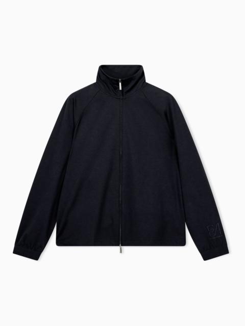 EMPORIO ARMANI SWEATSHIRT IN INTERLOCK JERSEY WITH HIGH COLLAR AND ZIP