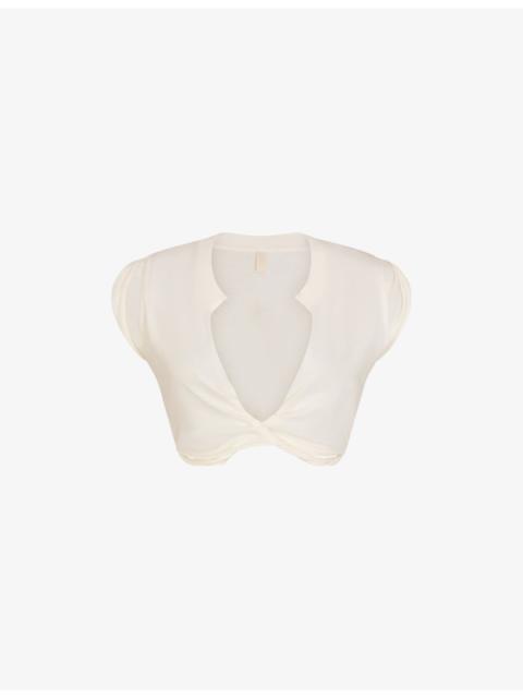 SKIMS Cover-Ups Plunge Twist Cotton-Jersey Top