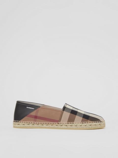 Check Cotton and Leather Espadrilles