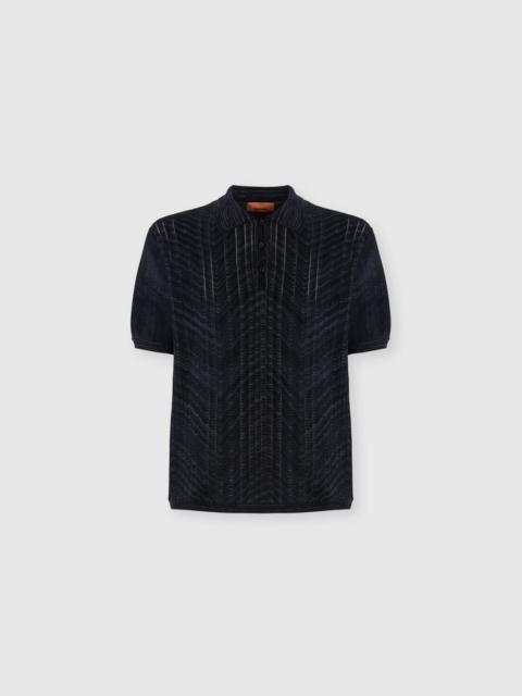 Missoni Openwork knit cotton and viscose polo shirt