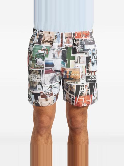 LACOSTE collage-print taffeta swim shorts