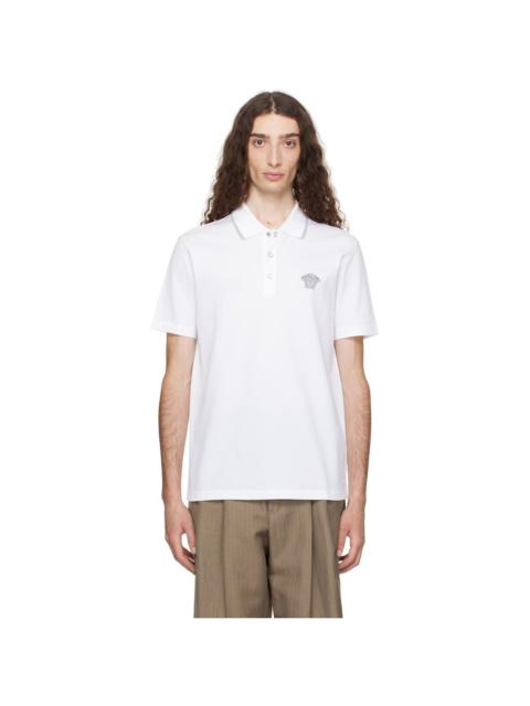 VERSACE White Embroidered Polo