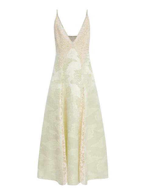 ALÉMAIS Apollonia Linen-Silk Slip Dress green