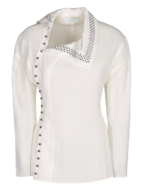 rabanne long-sleeve studded collar blouse