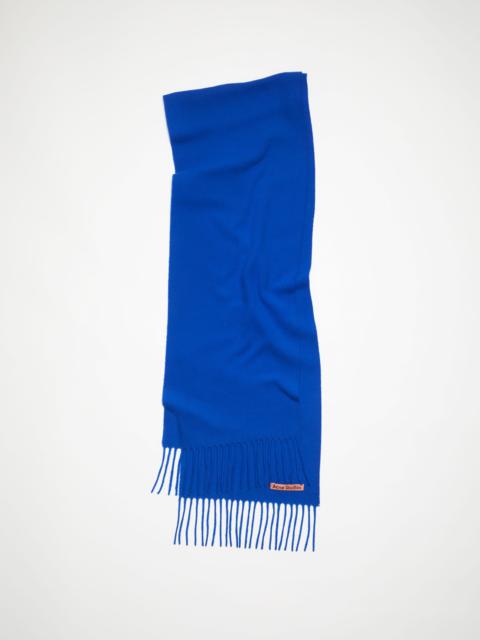 Fringe wool scarf - skinny - Royal blue