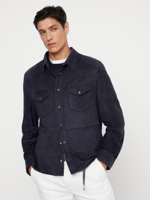 Lightweight suede overshirt