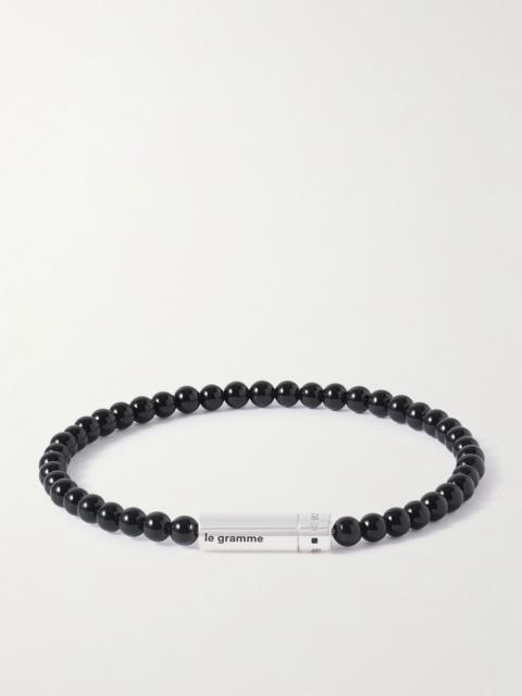 le gramme 11g Sterling Silver and Onyx Beaded Bracelet Black